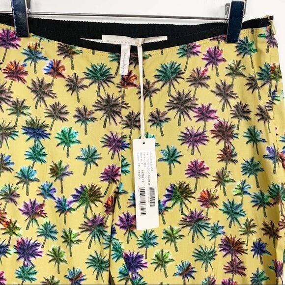 Dorothea Schumacher Women's Size 2 Yellow Capri Psychedelic Palm Trees Pant - Picture 2 of 7